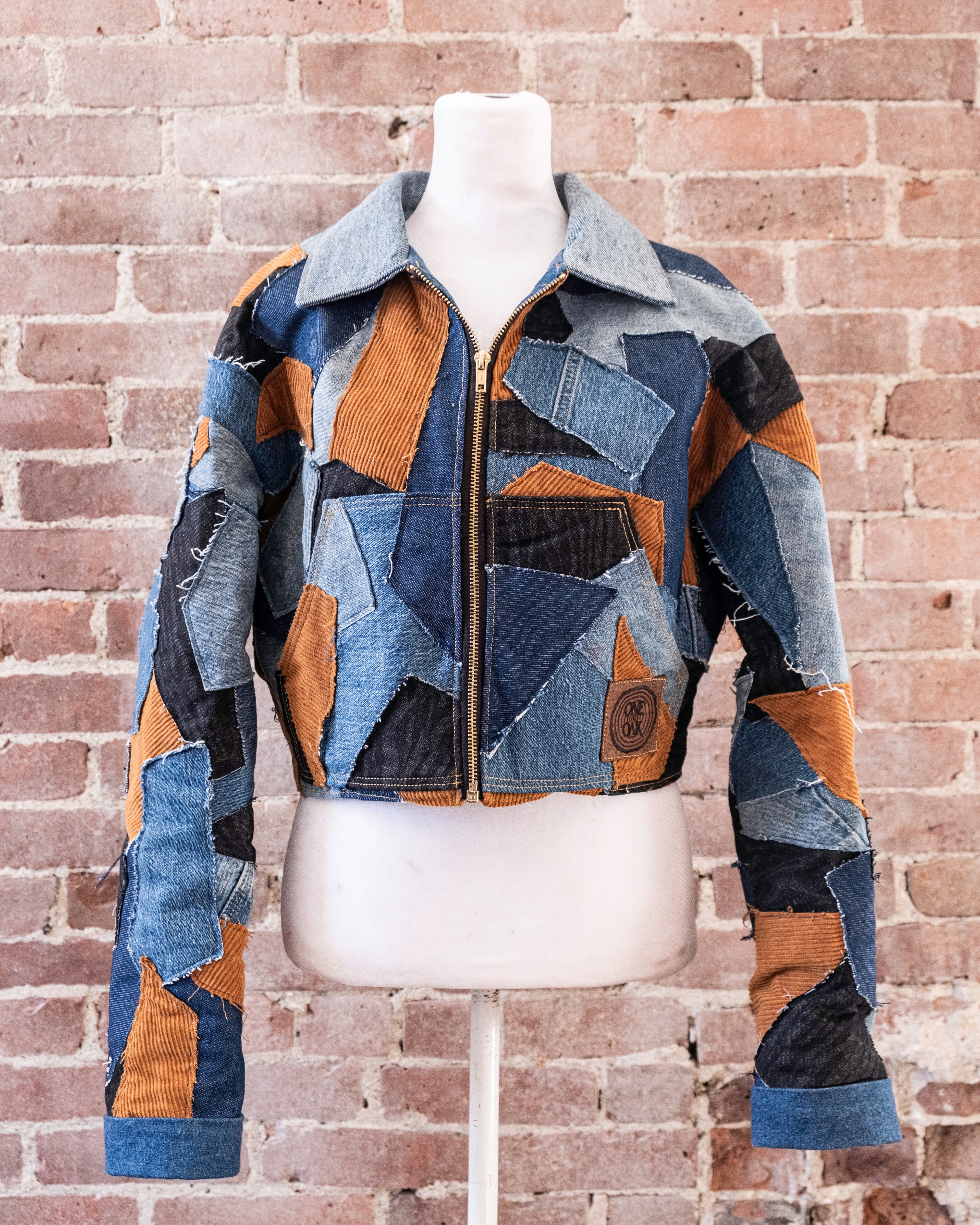 Denim Patchwork Crop Jacket