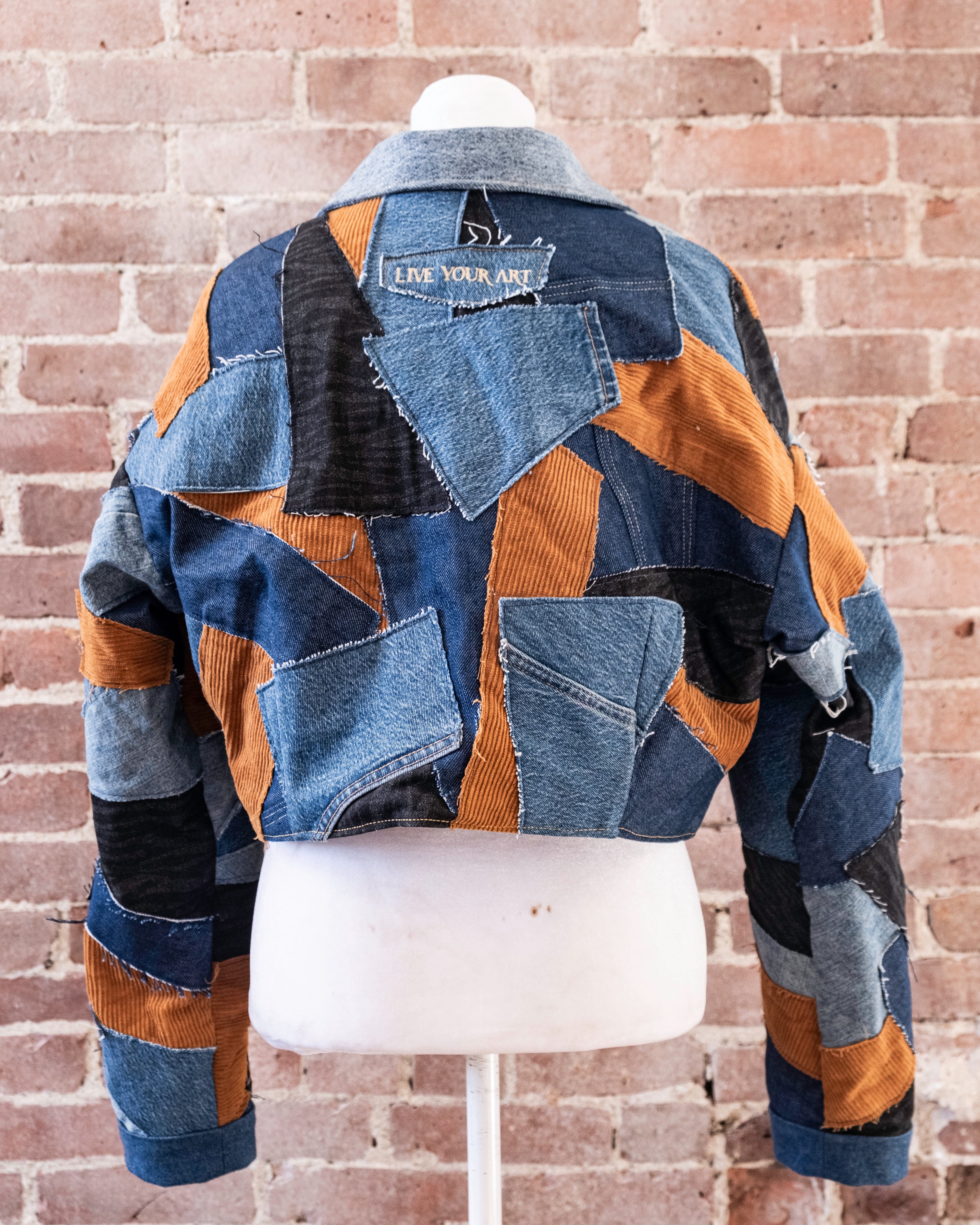 Denim Patchwork Crop Jacket
