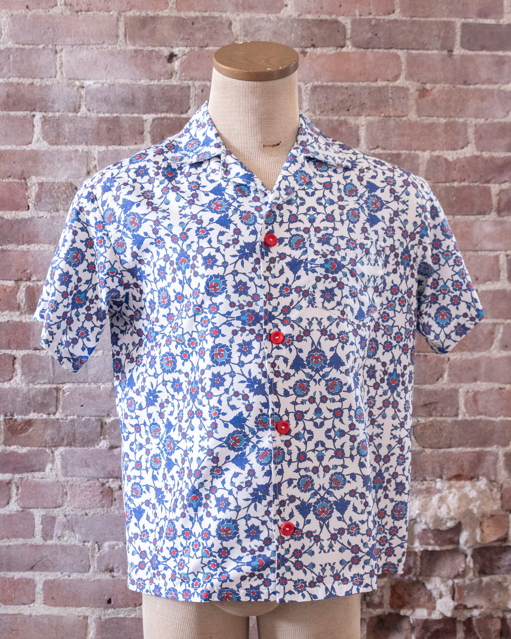 Blue & White Floral Camp Shirt