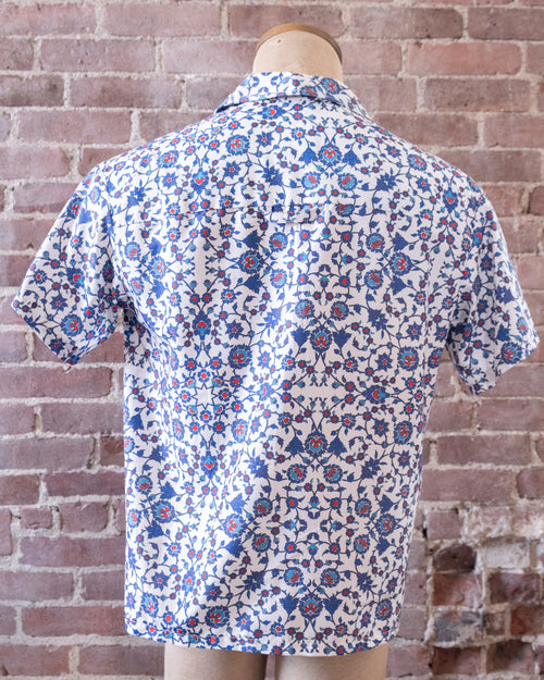 Blue & White Floral Camp Shirt