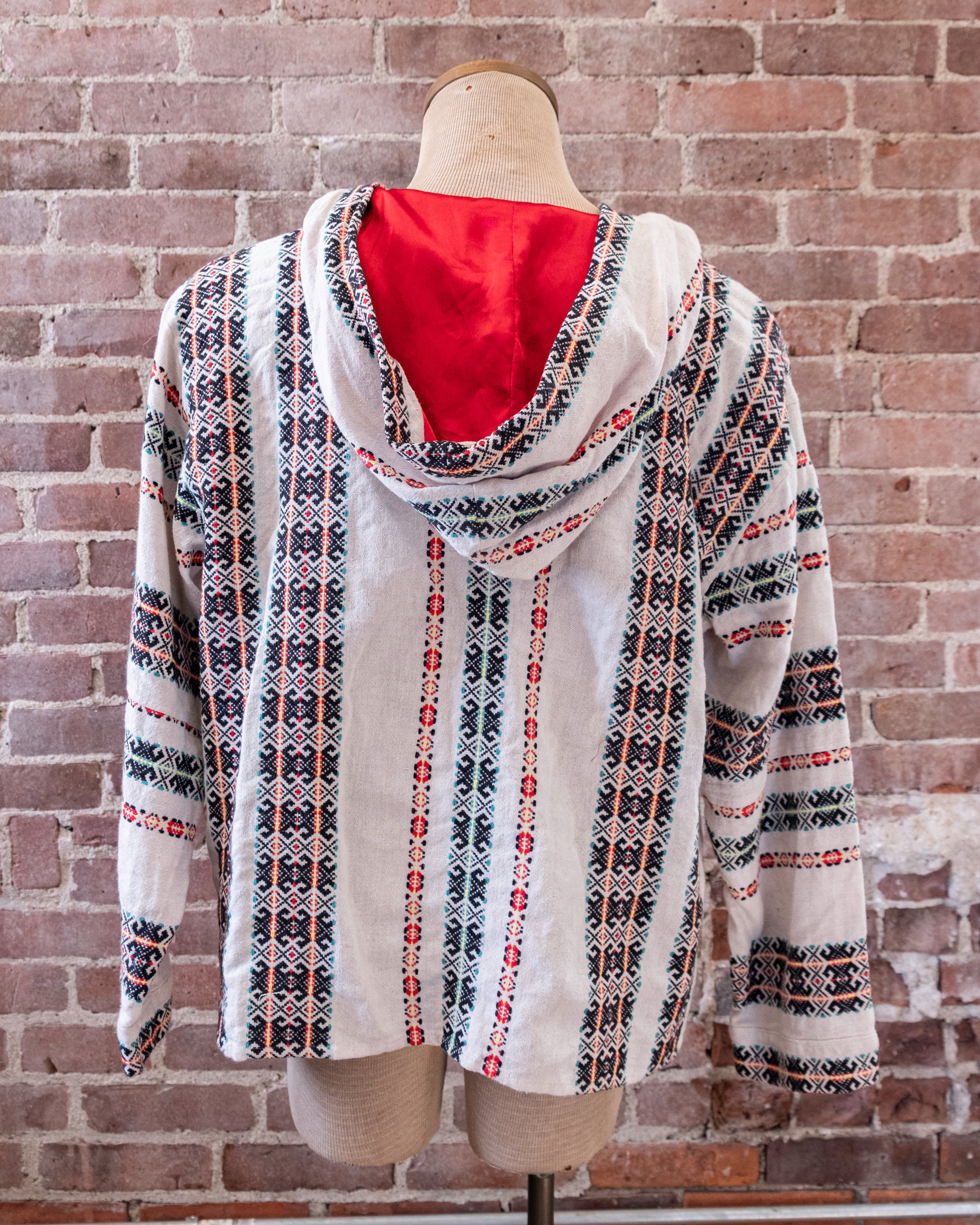 Cream Striped Baja Hoodie