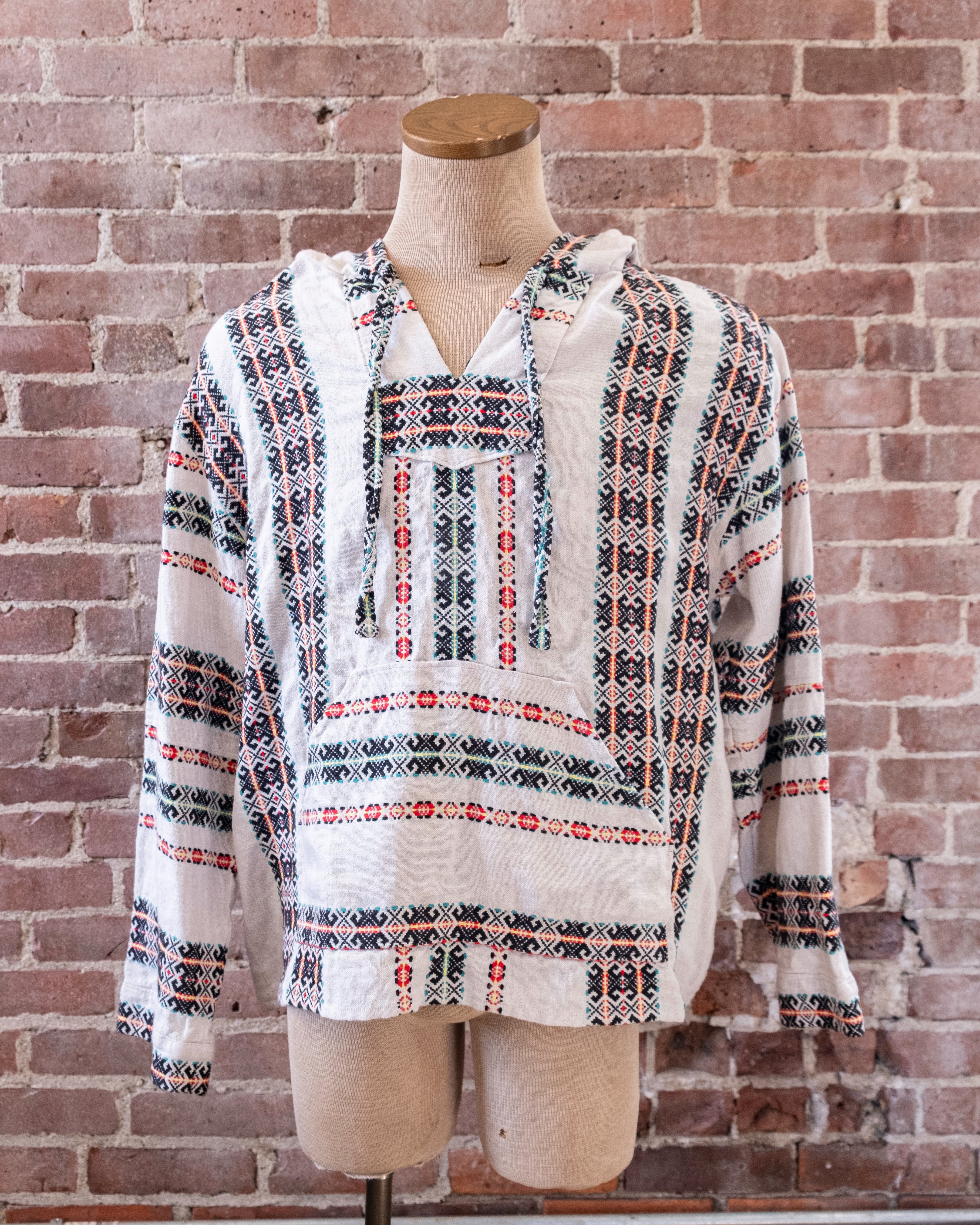 Cream Striped Baja Hoodie