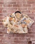 Tan Floral Crop Camp Shirt