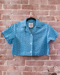 Blue Stripe Crop Camp Shirt