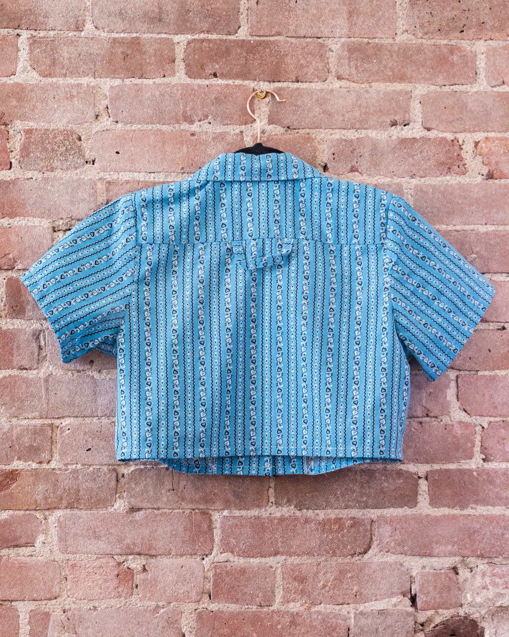 Blue Stripe Crop Camp Shirt