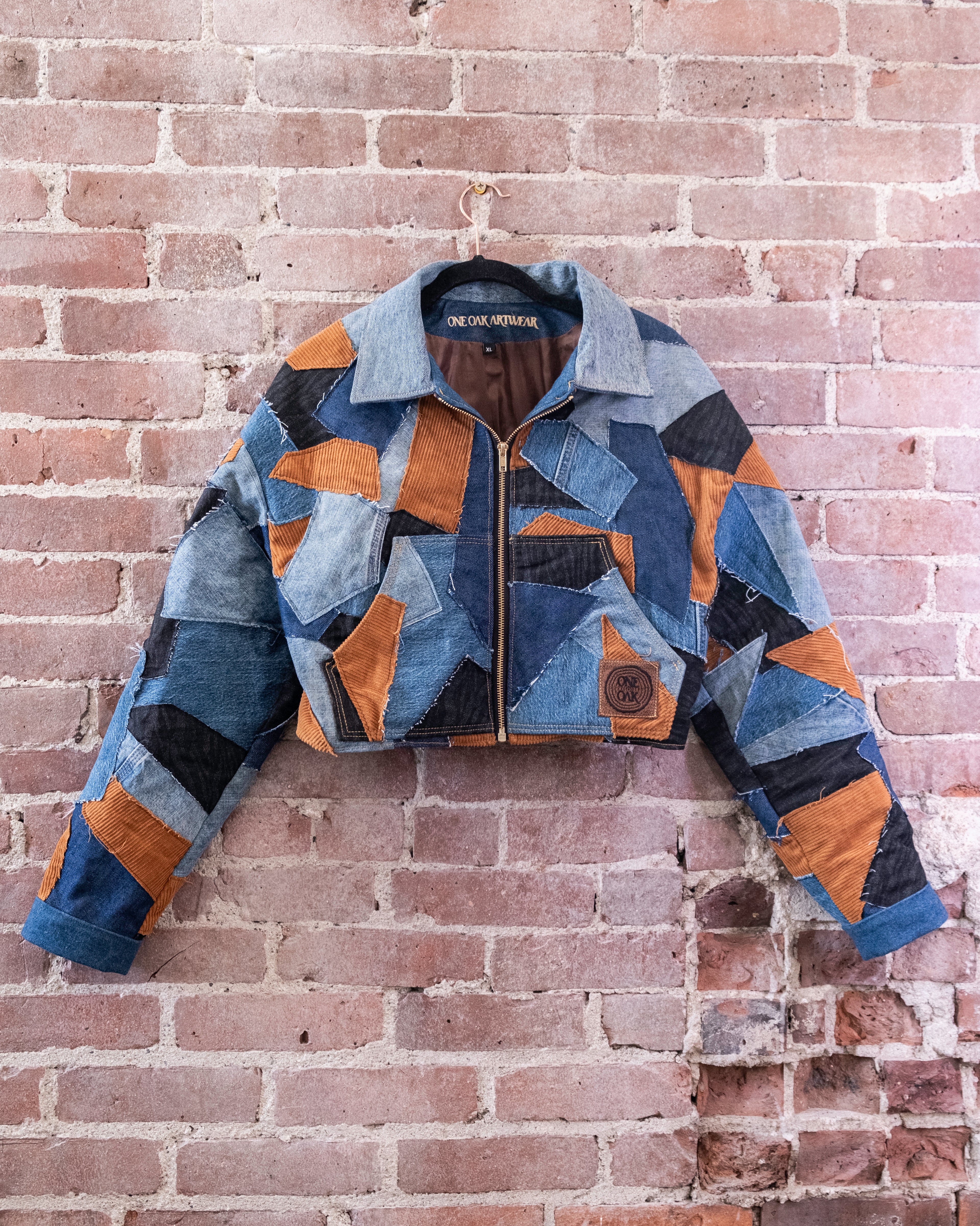 Denim Patchwork Crop Jacket