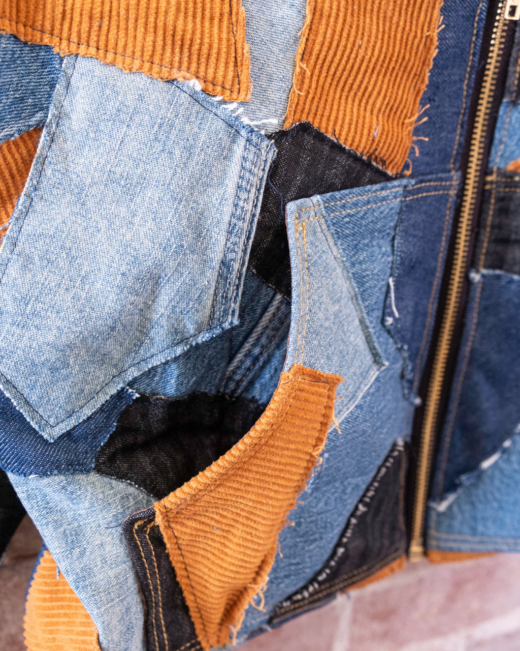 Denim Patchwork Crop Jacket