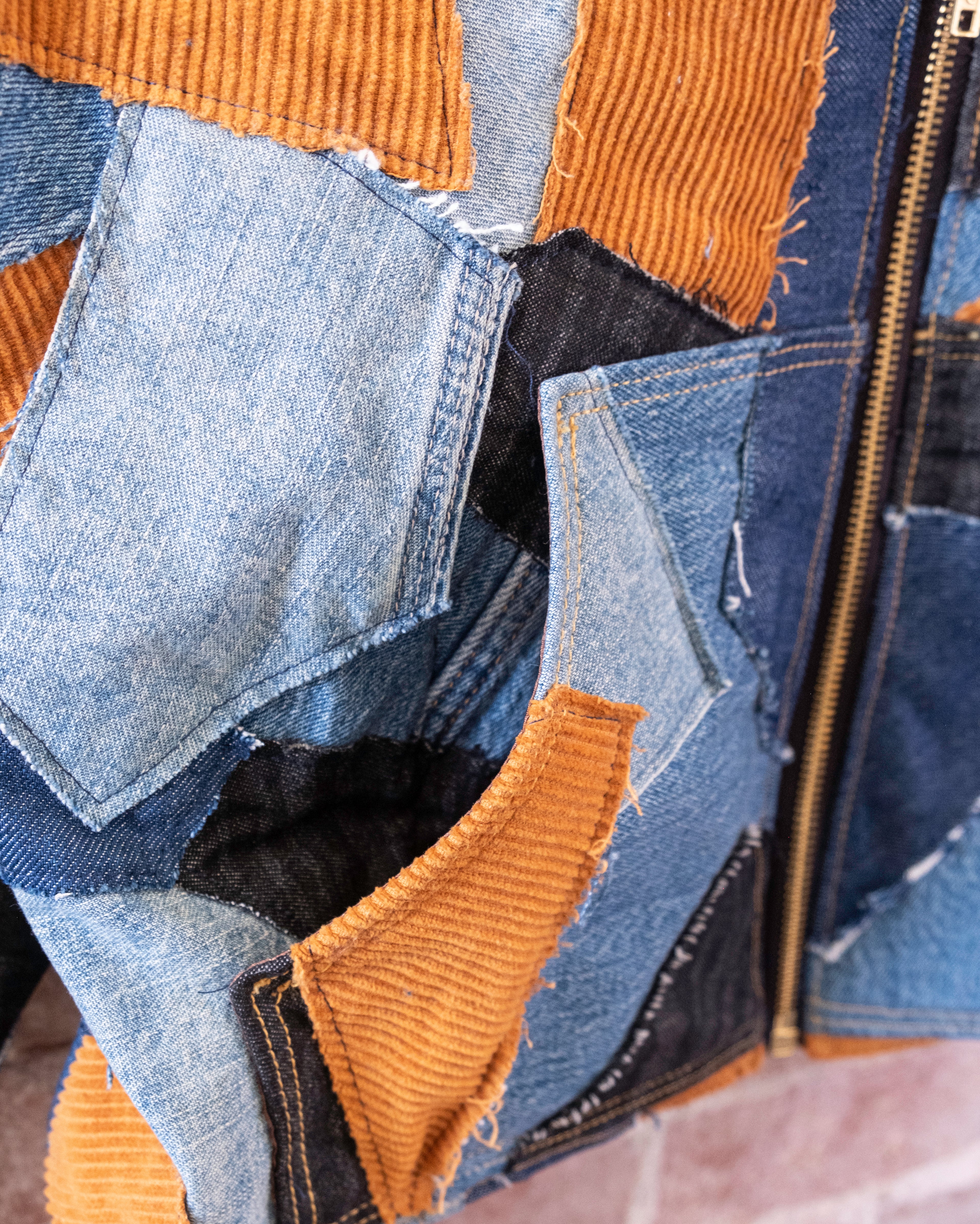 Denim Patchwork Crop Jacket