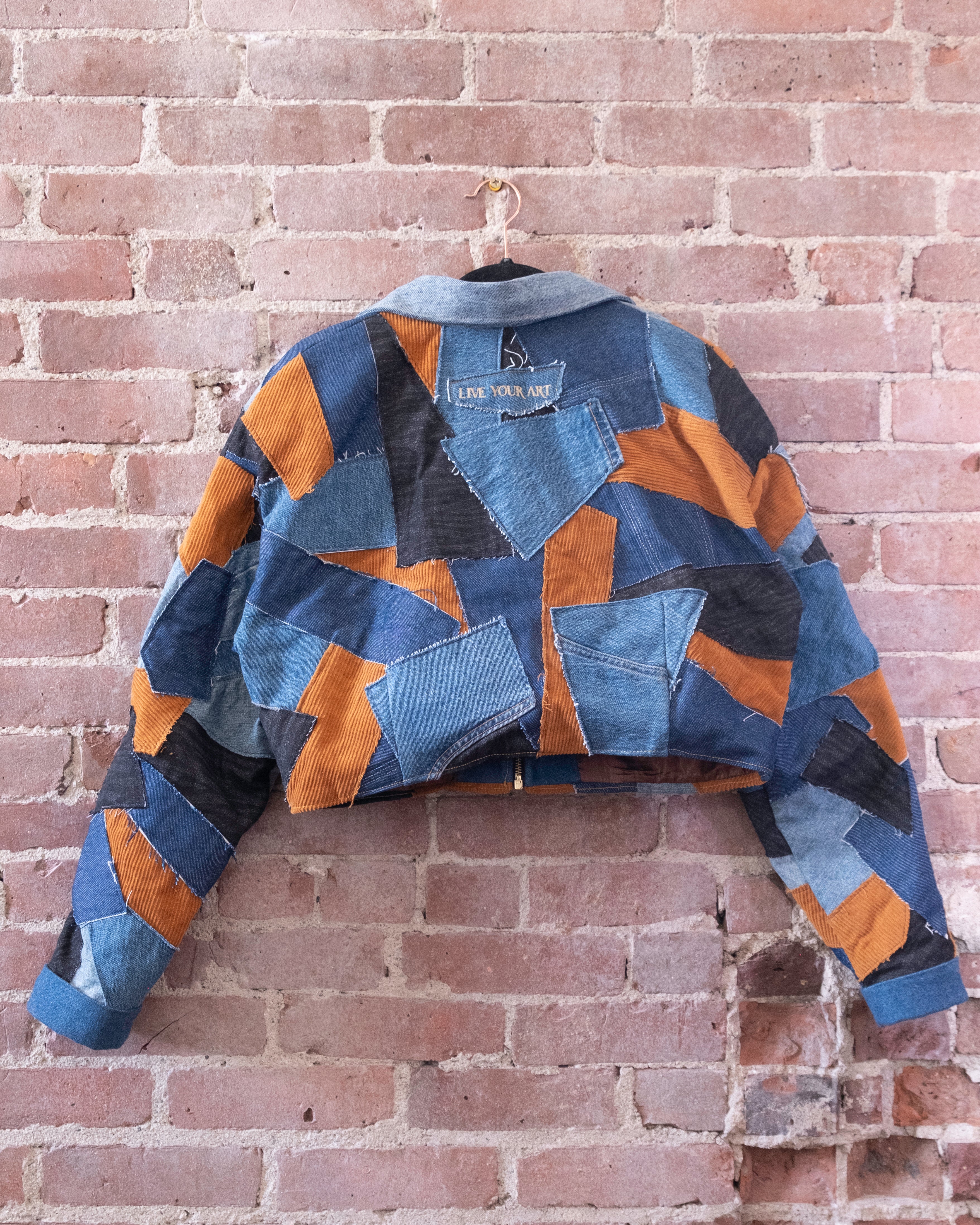 Denim Patchwork Crop Jacket
