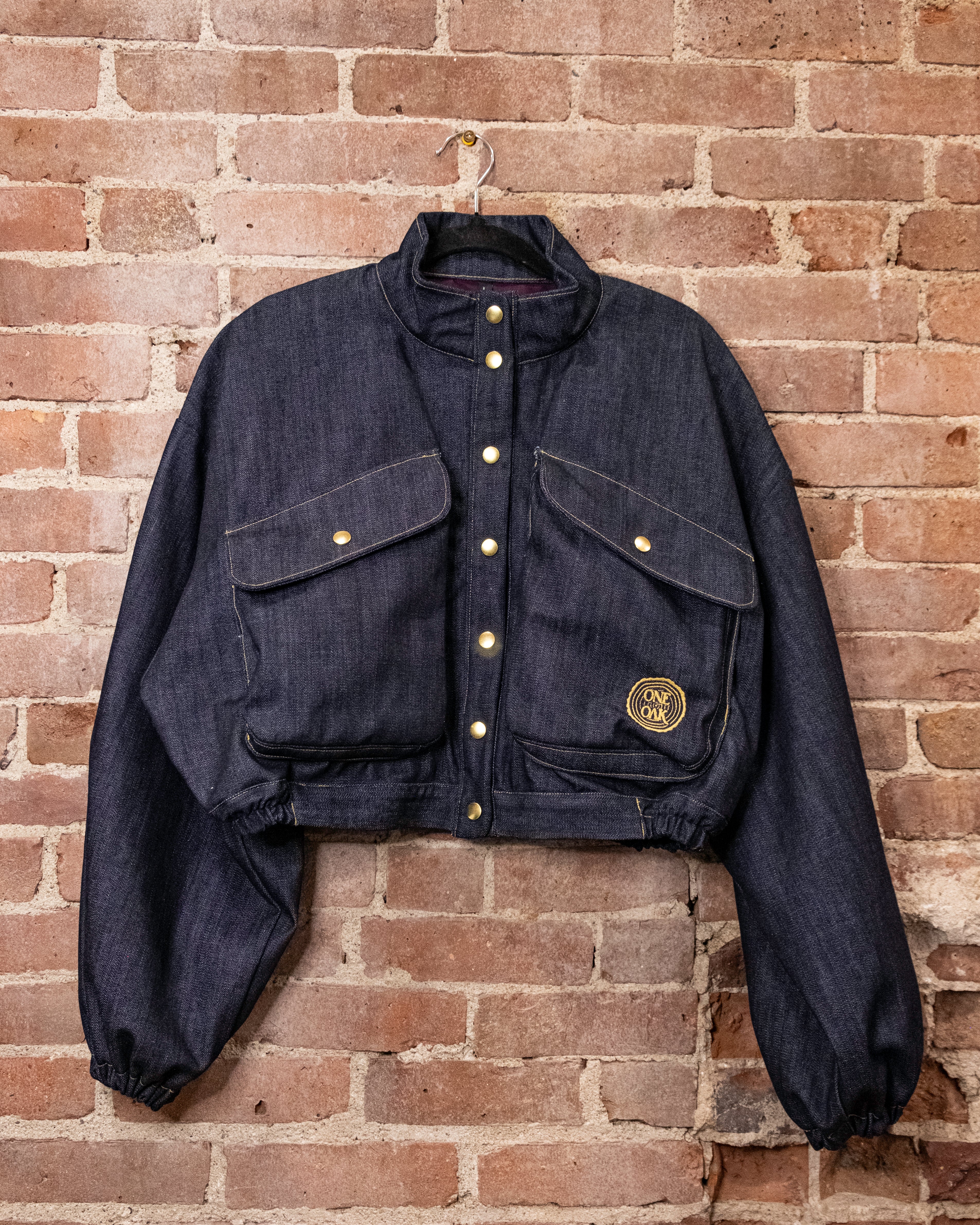 Denim Crop Puffy Bomber