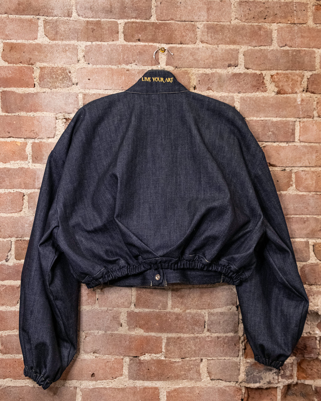 Denim Crop Puffy Bomber