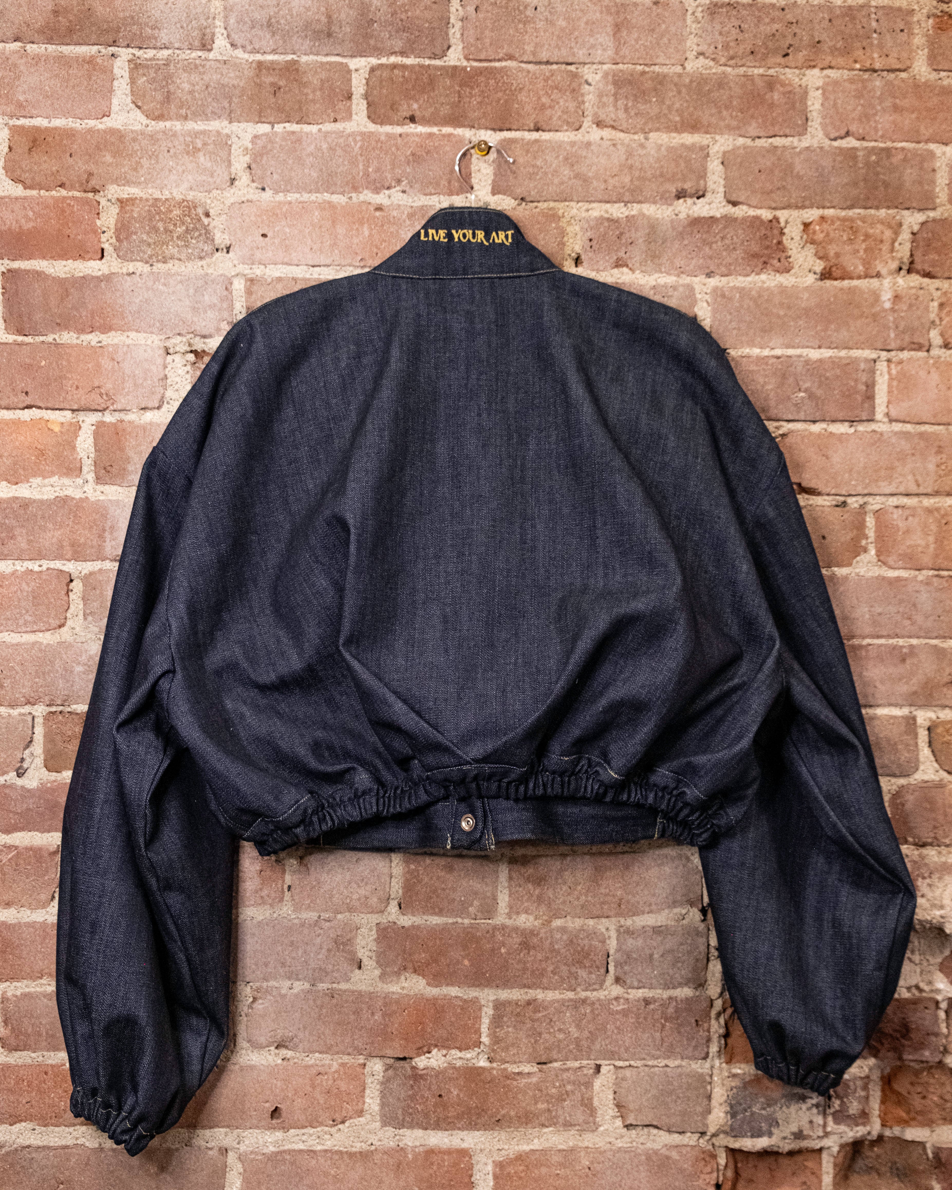 Denim Crop Puffy Bomber