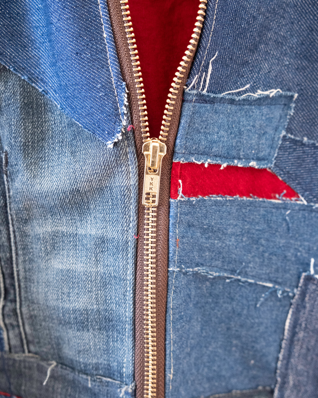 Patchwork Denim Crop Hooded Jacket