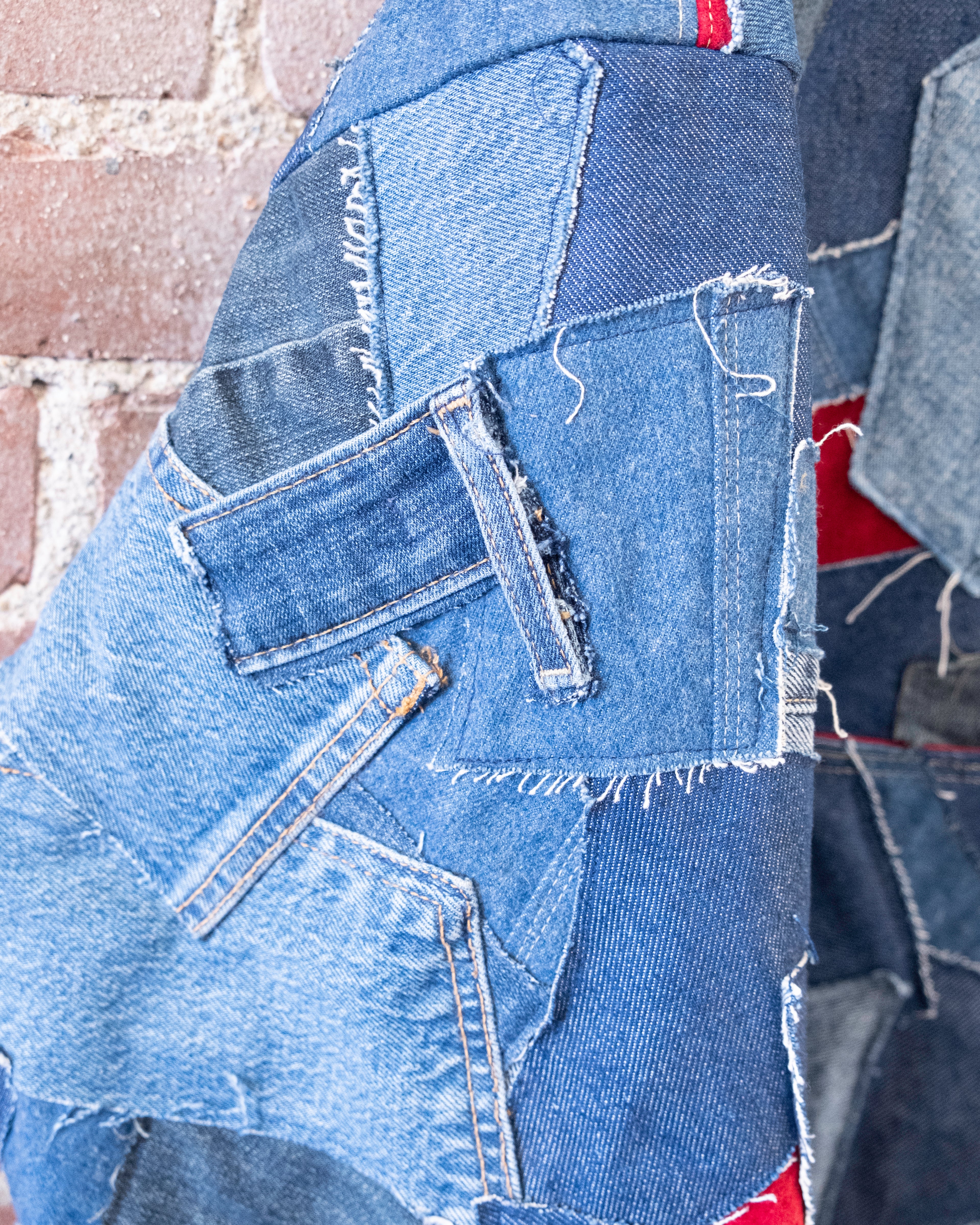 Patchwork Denim Crop Hooded Jacket