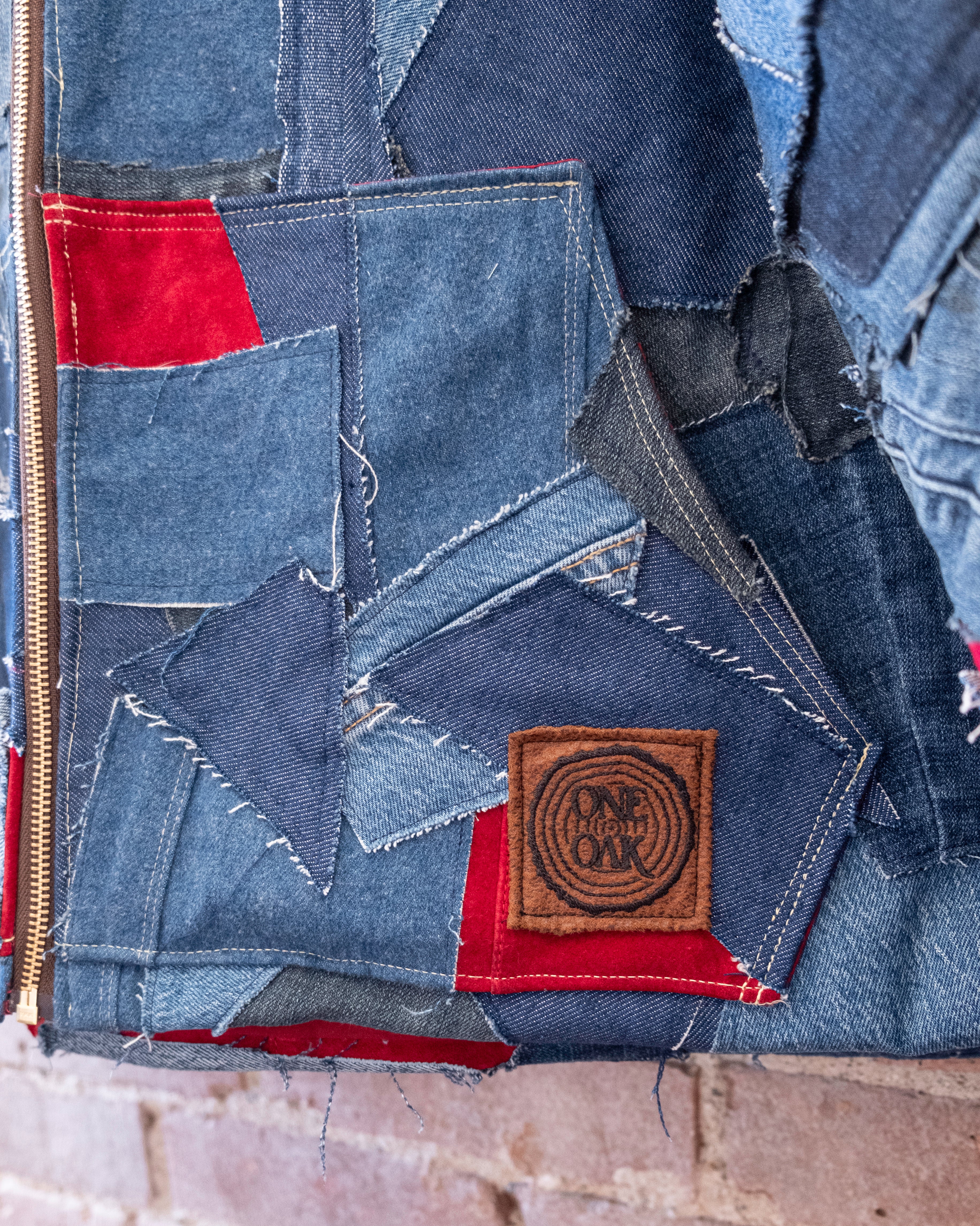 Patchwork Denim Crop Hooded Jacket