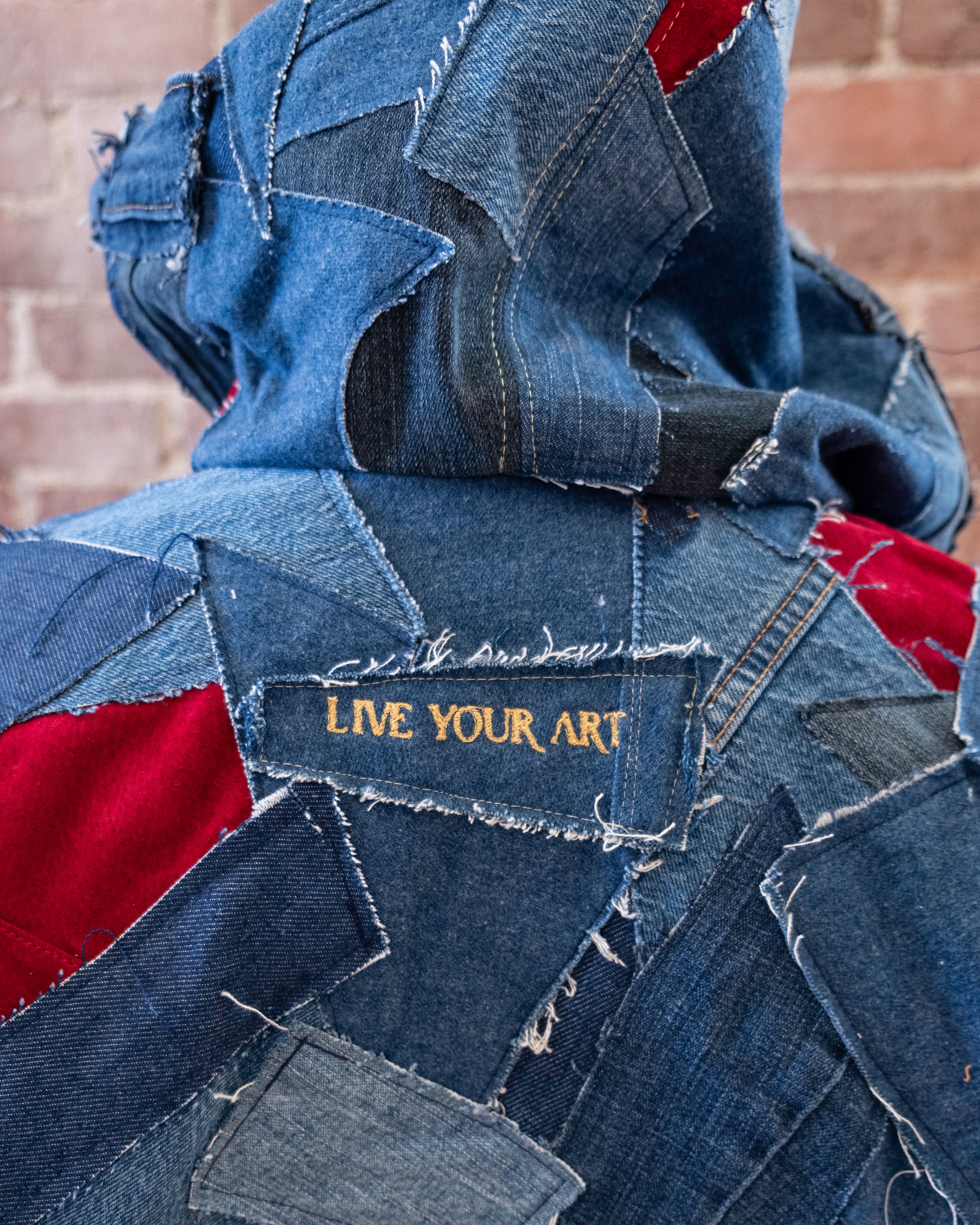 Patchwork Denim Crop Hooded Jacket