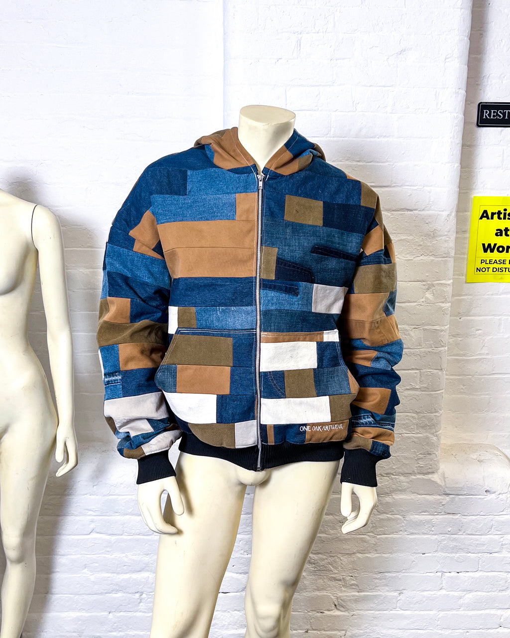 Upcycled Denim Patchwork Hoodie