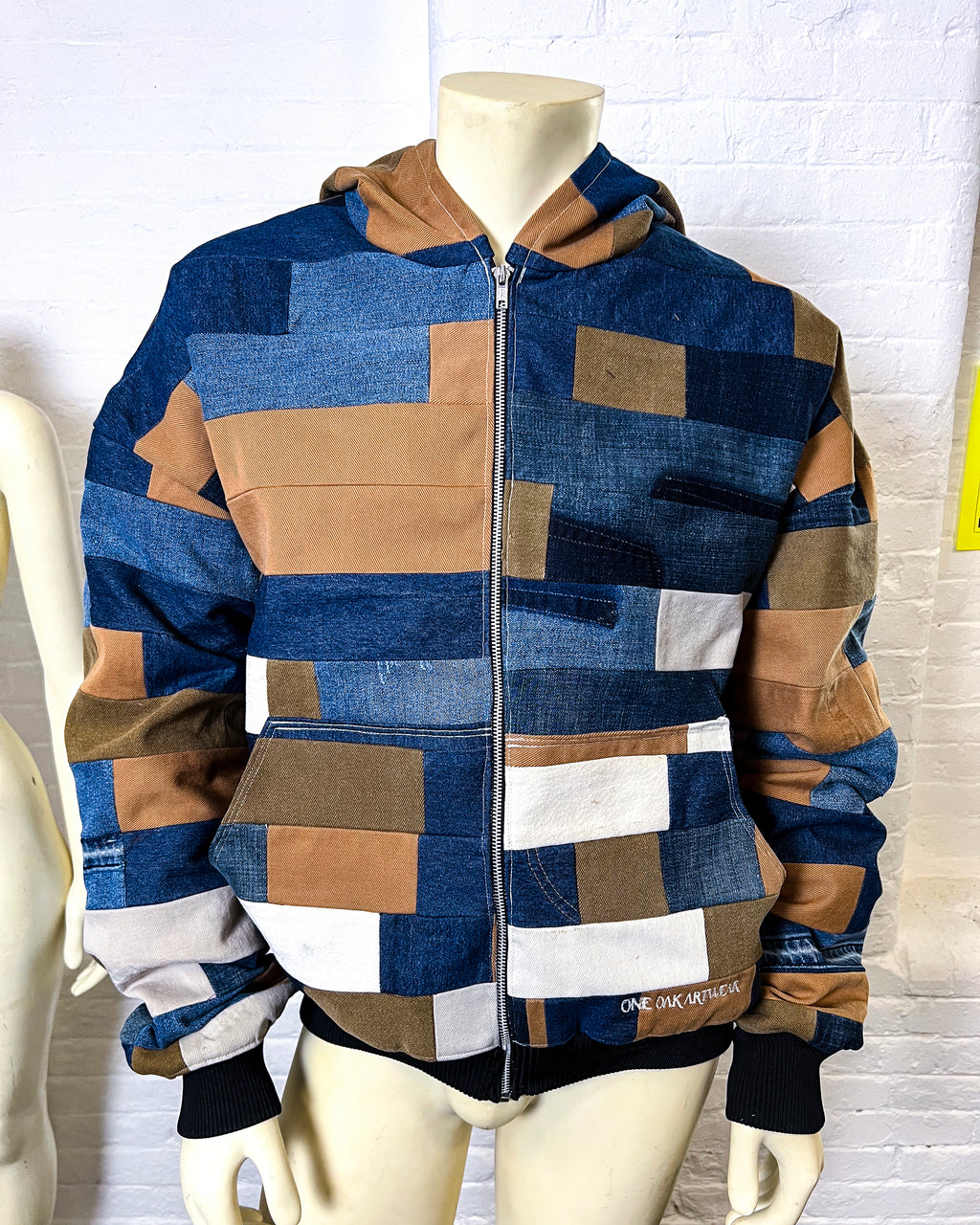 Upcycled Denim Patchwork Hoodie