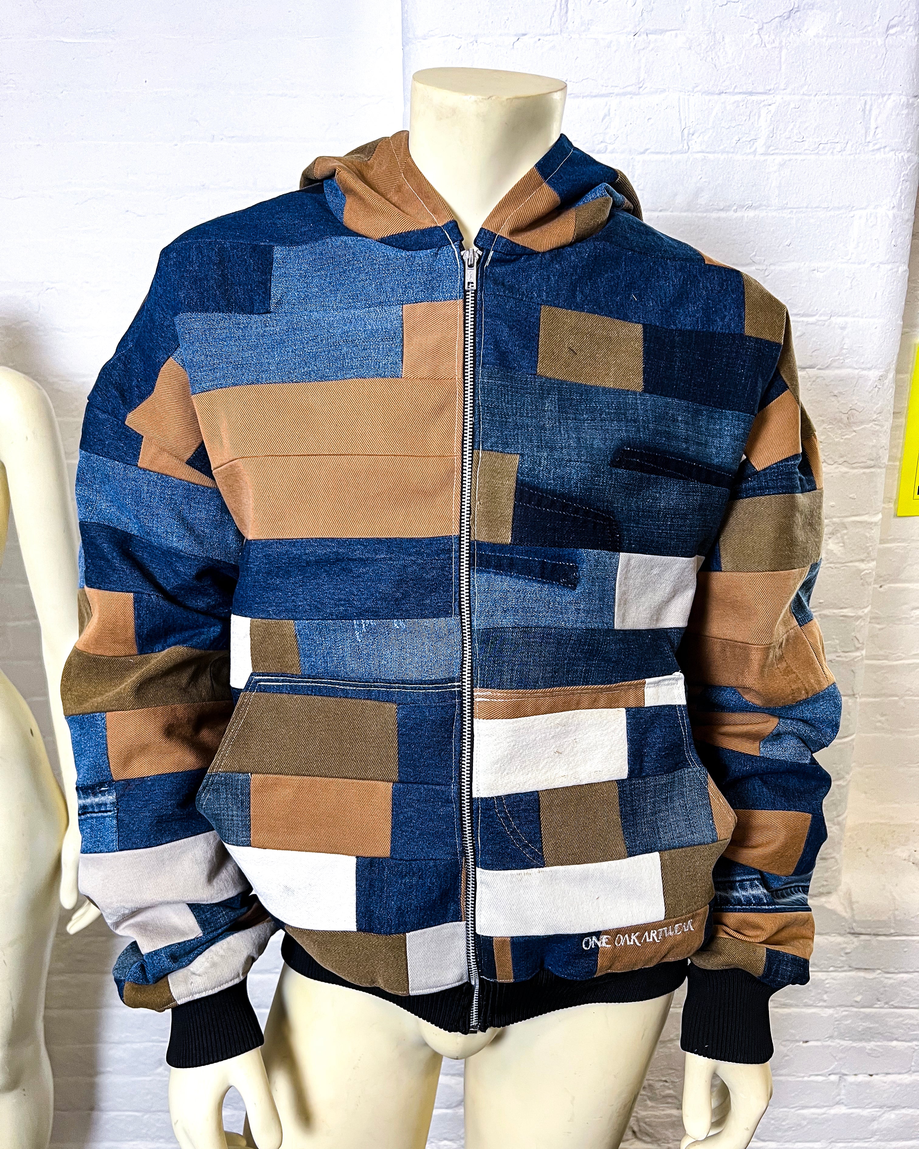 Upcycled Denim Patchwork Hoodie