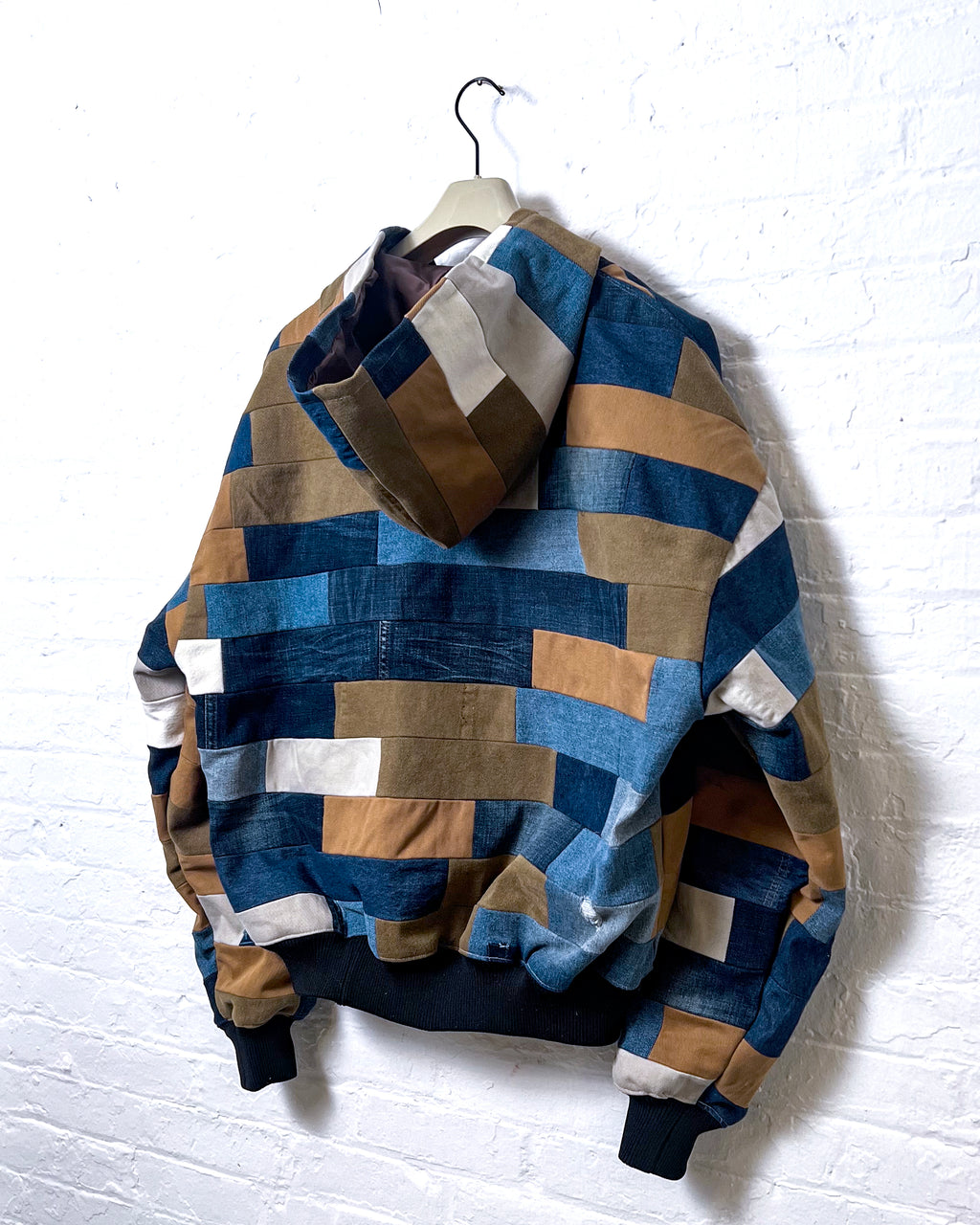 Upcycled Denim Patchwork Hoodie