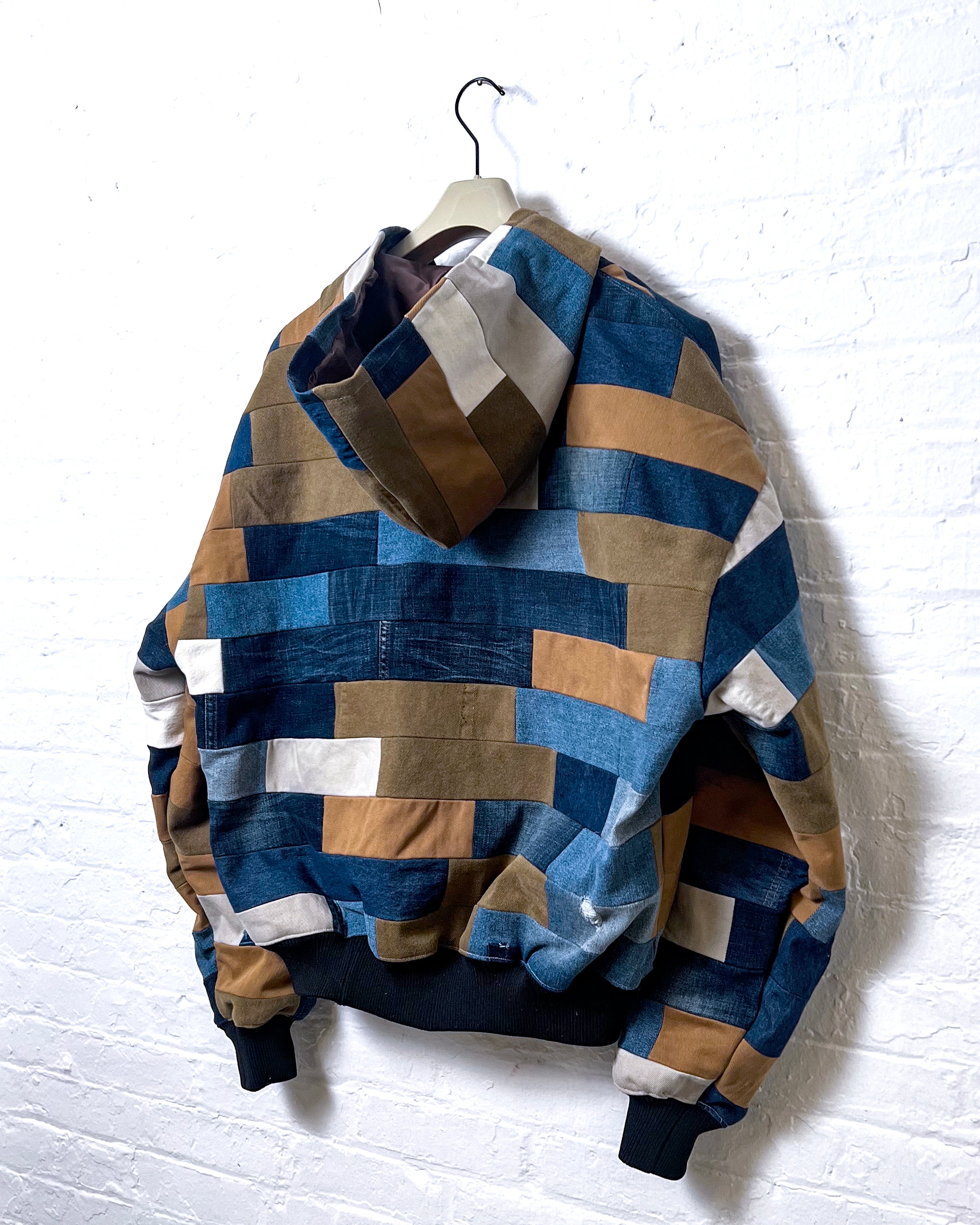 Upcycled Denim Patchwork Hoodie