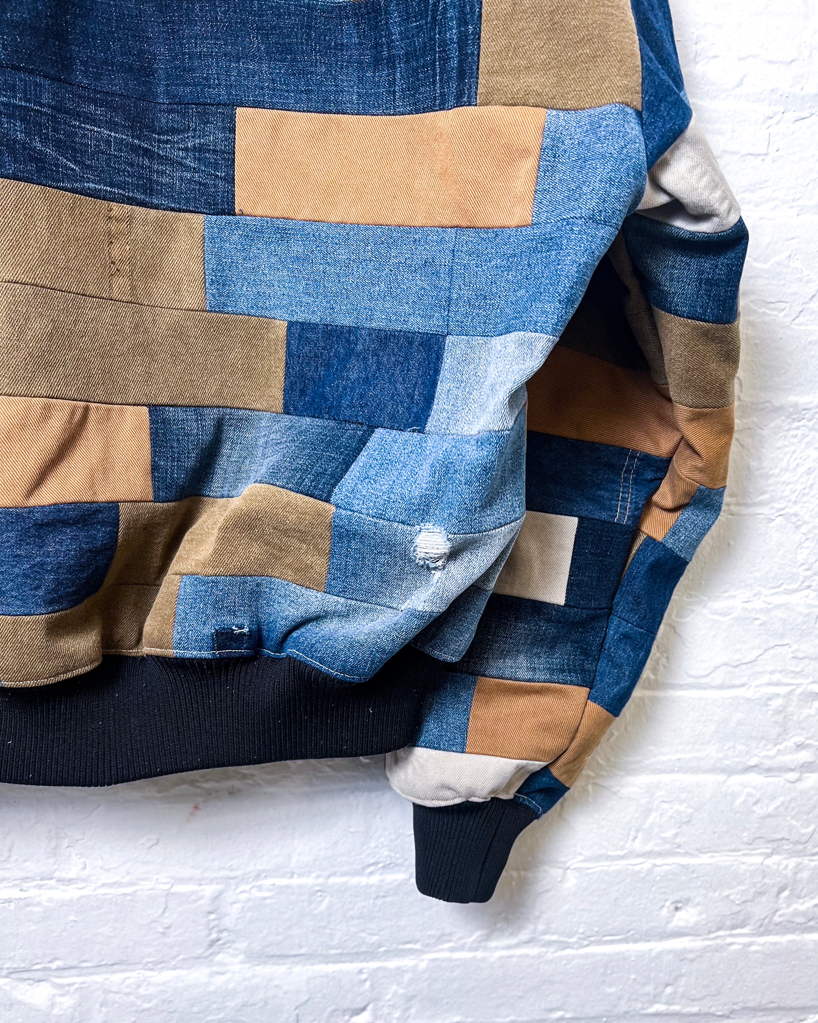 Upcycled Denim Patchwork Hoodie