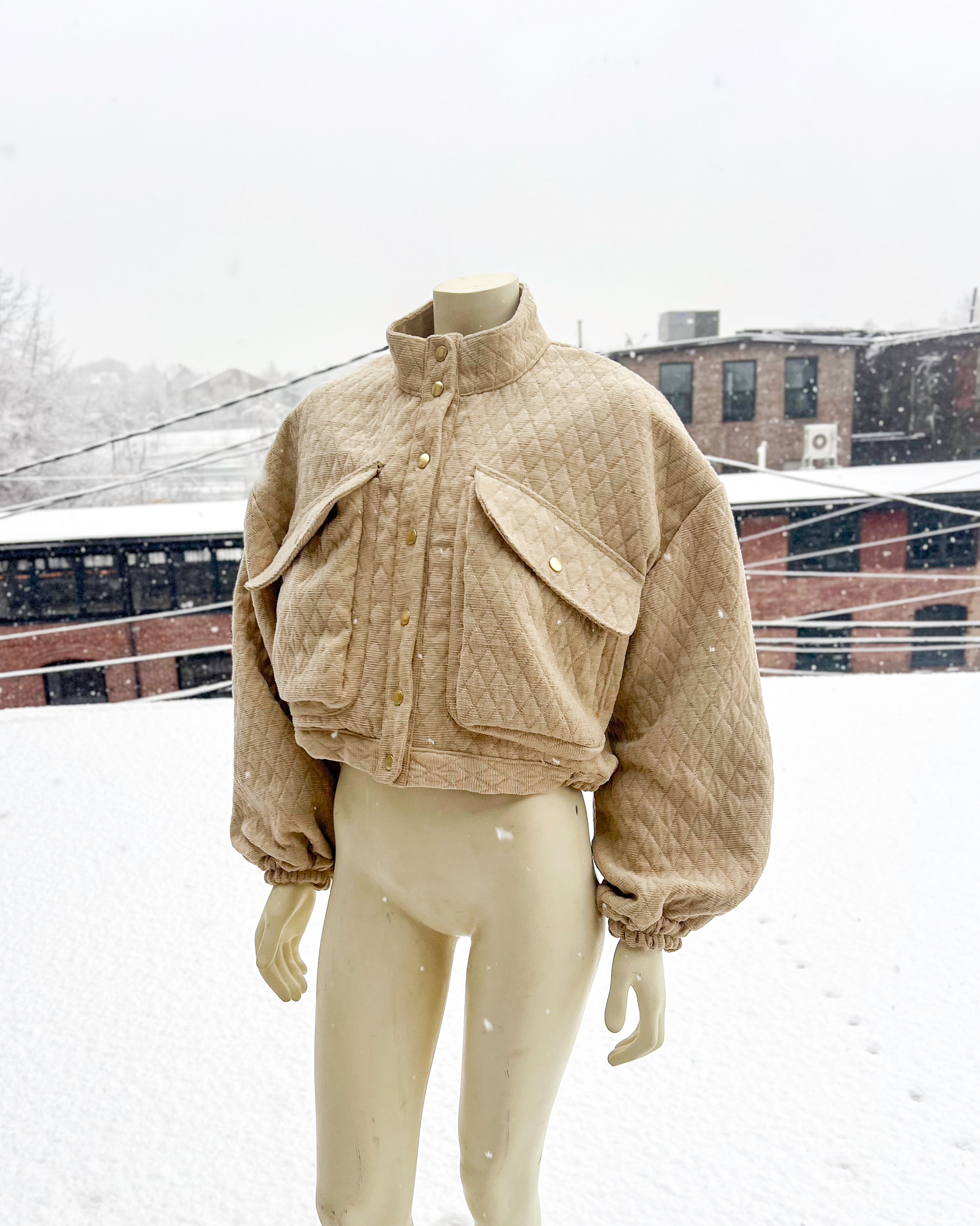 Tan Upholstery Crop Coat