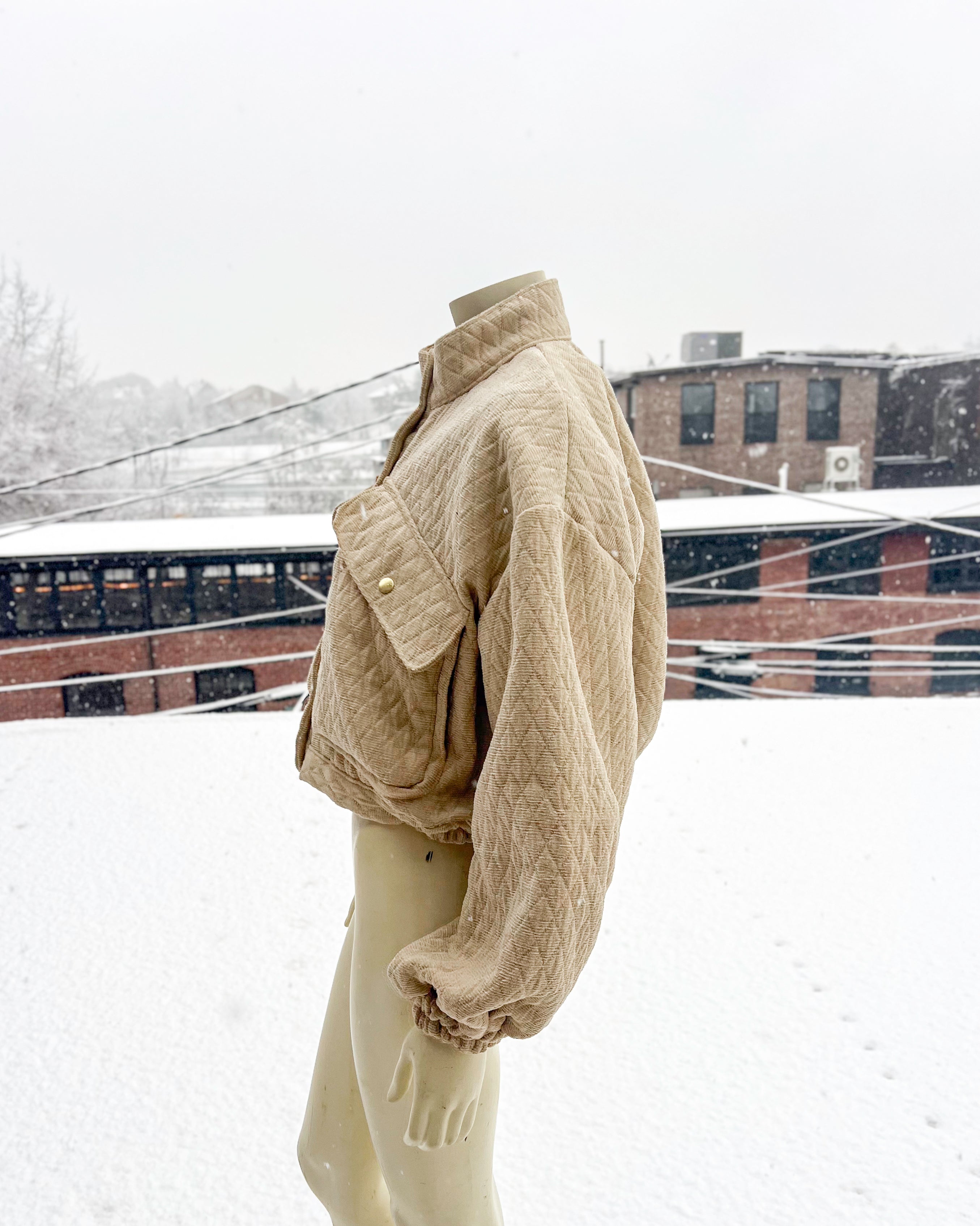 Tan Upholstery Crop Coat