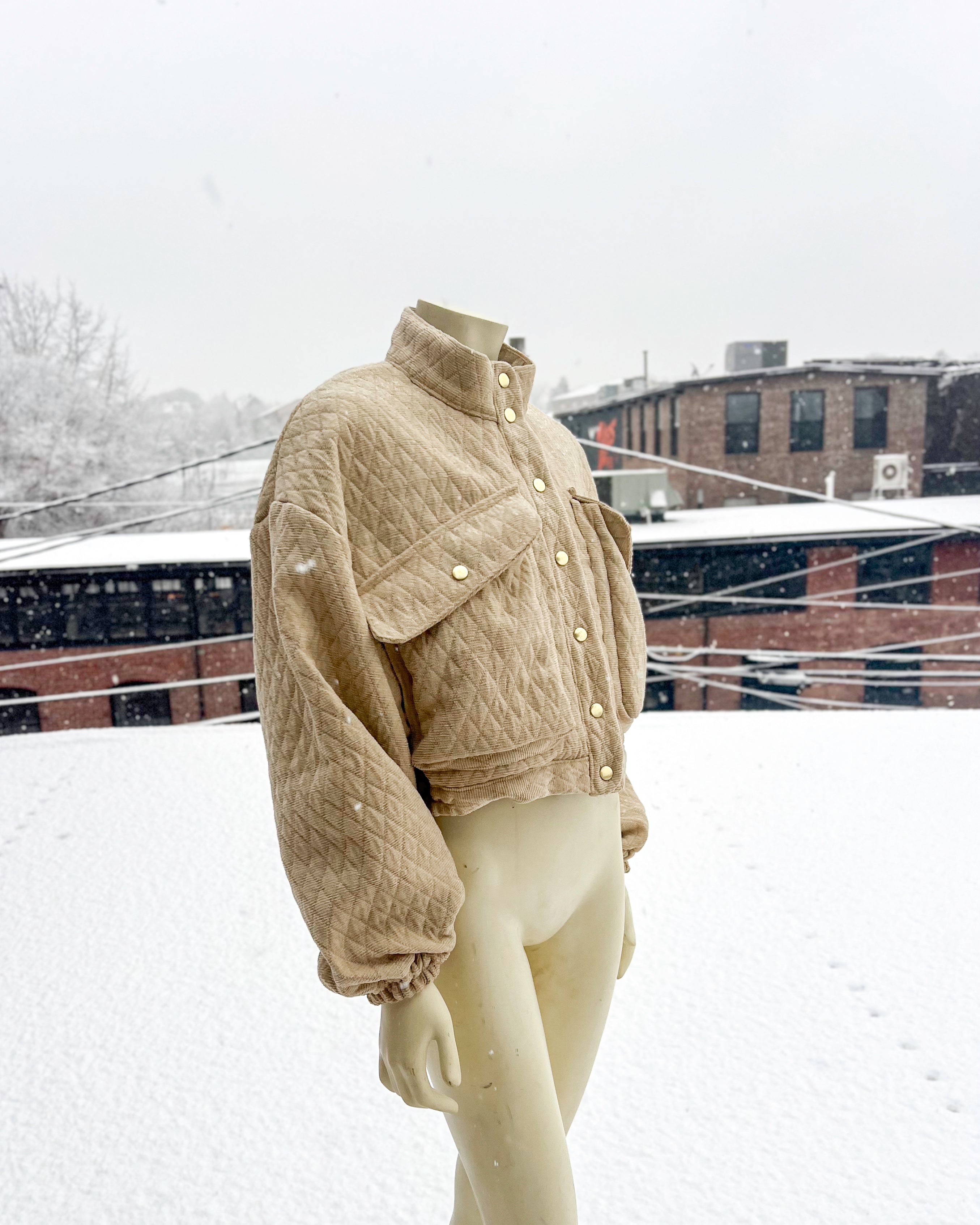 Tan Upholstery Crop Coat