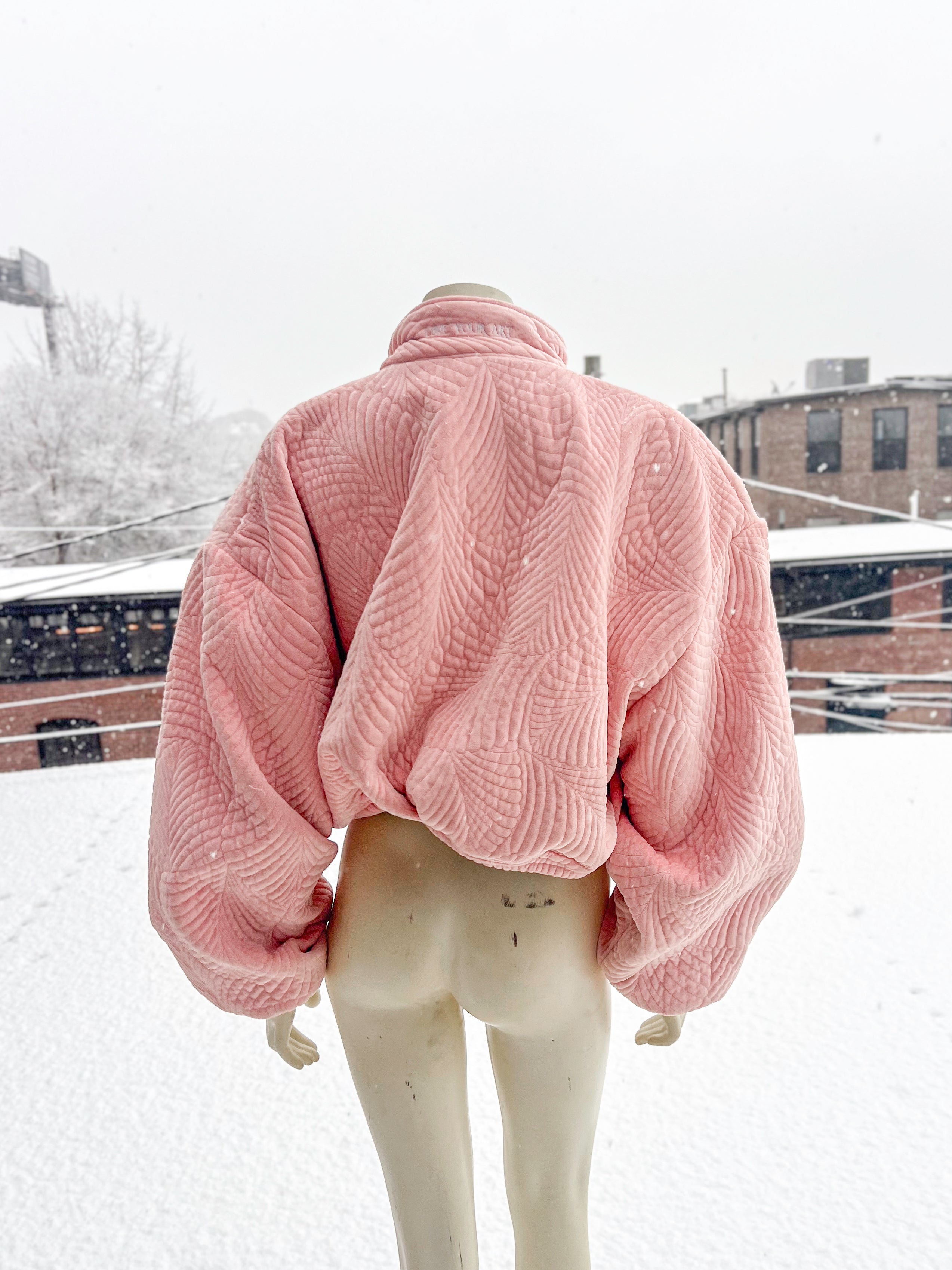 Pink Quilted Crop Blanket Coat