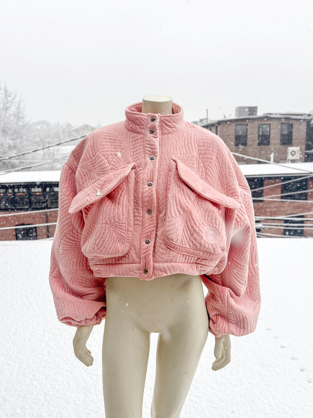 Pink Quilted Crop Blanket Coat