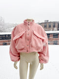 Pink Quilted Crop Blanket Coat