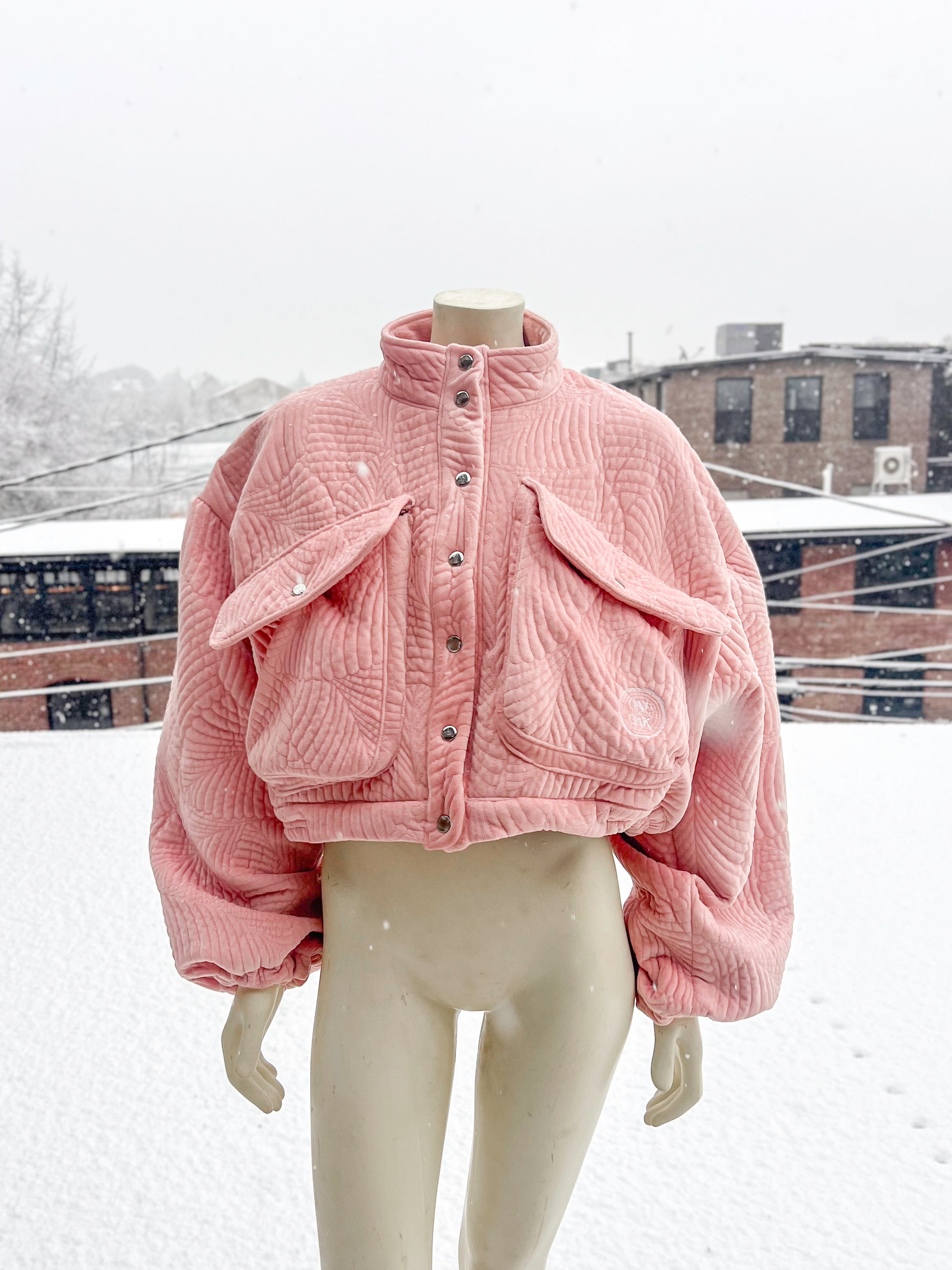 Pink Quilted Crop Blanket Coat